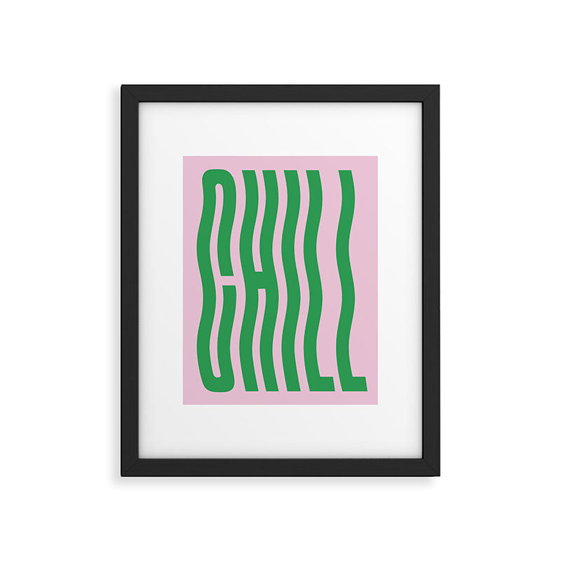Chill Pink and Green Wavey Framed Art Print Gallery Image 5