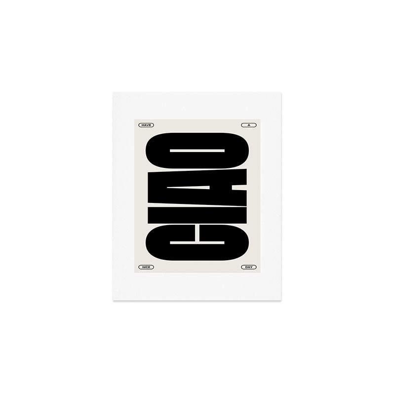 Ciao Poster Black Art Print Gallery Image 1