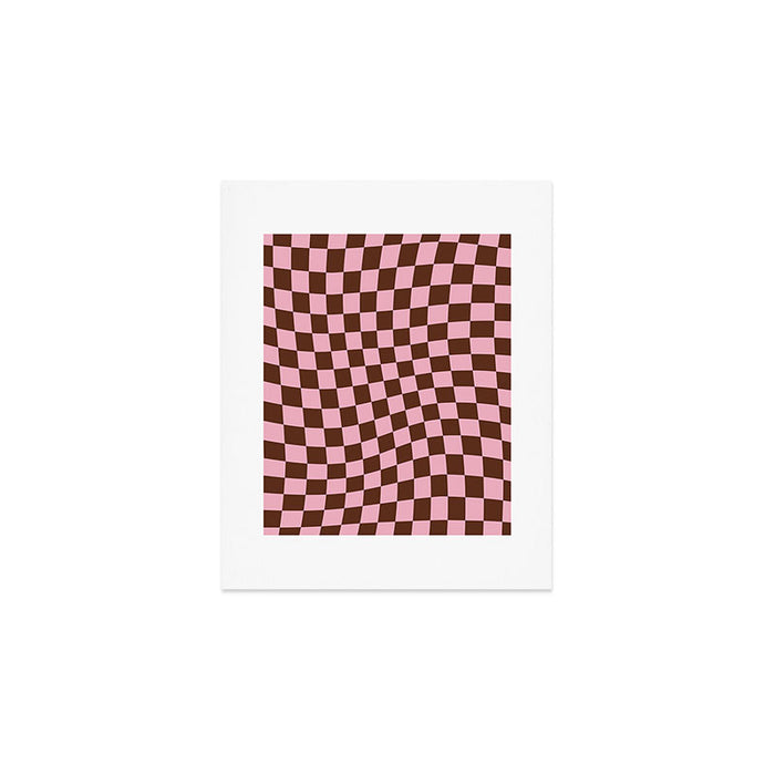 Retro Brown and Pink Checkerboard Art Print Gallery Image 1