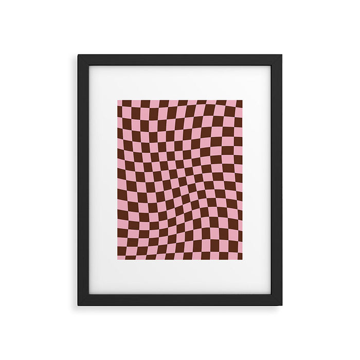 Retro Brown and Pink Checkerboard Framed Art Print Gallery Image 1