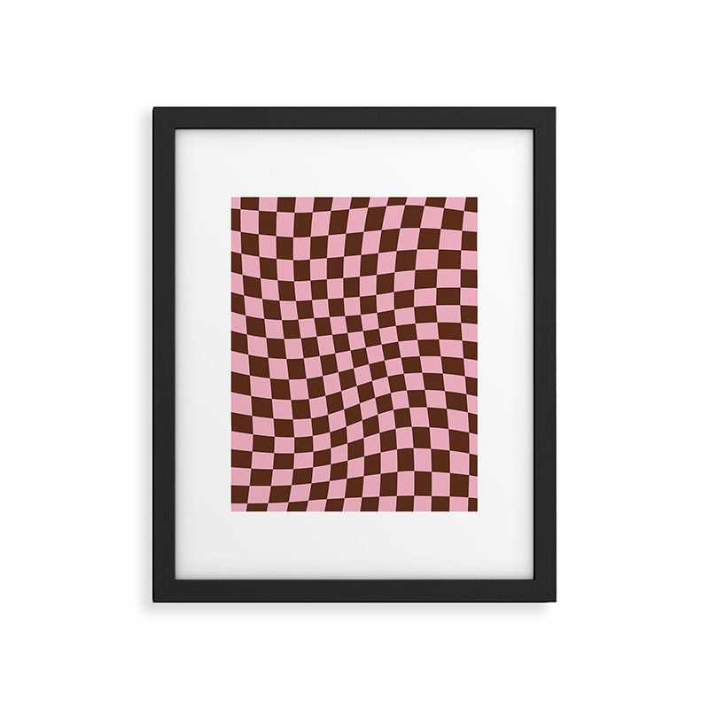 Retro Brown and Pink Checkerboard Framed Art Print Gallery Image 5