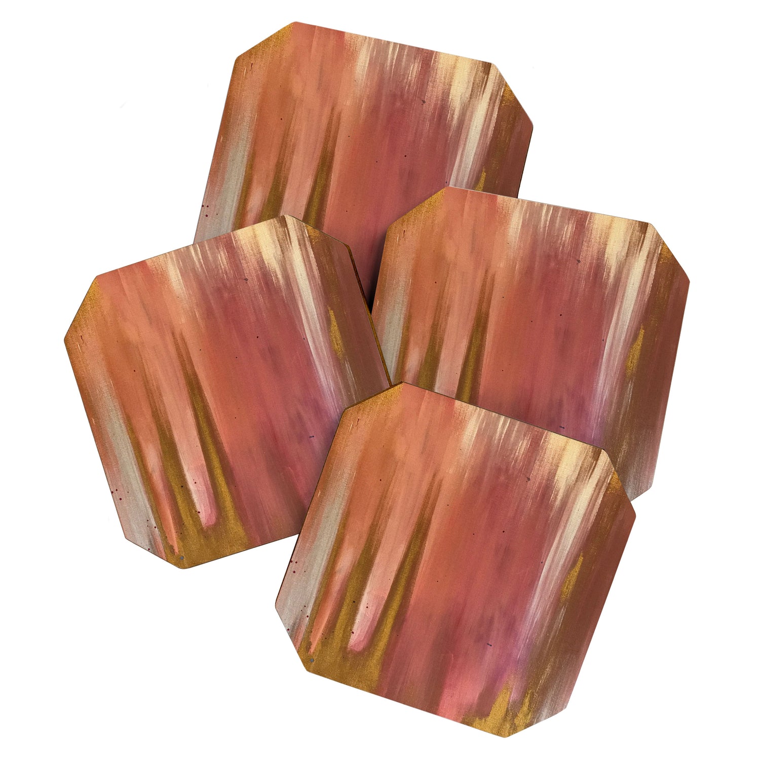 Blush with Gold Abstract Coaster Gallery Image 1
