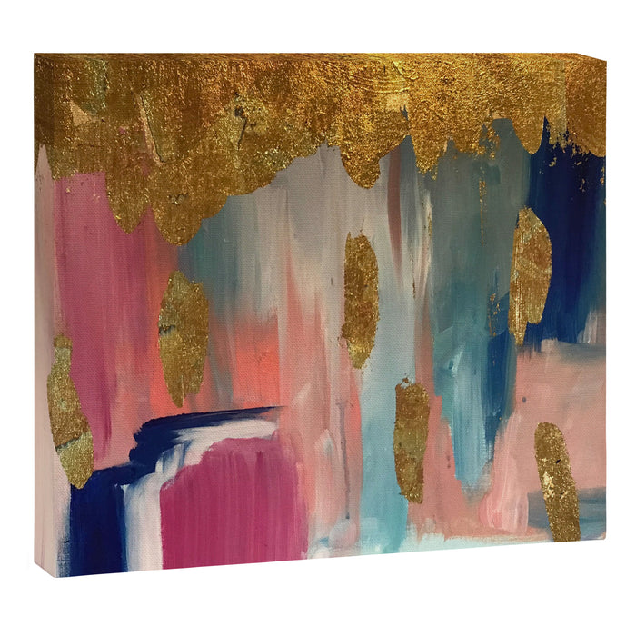 Gold Leaf & Indigo Blue Abstract Canvas Print Gallery Image 1