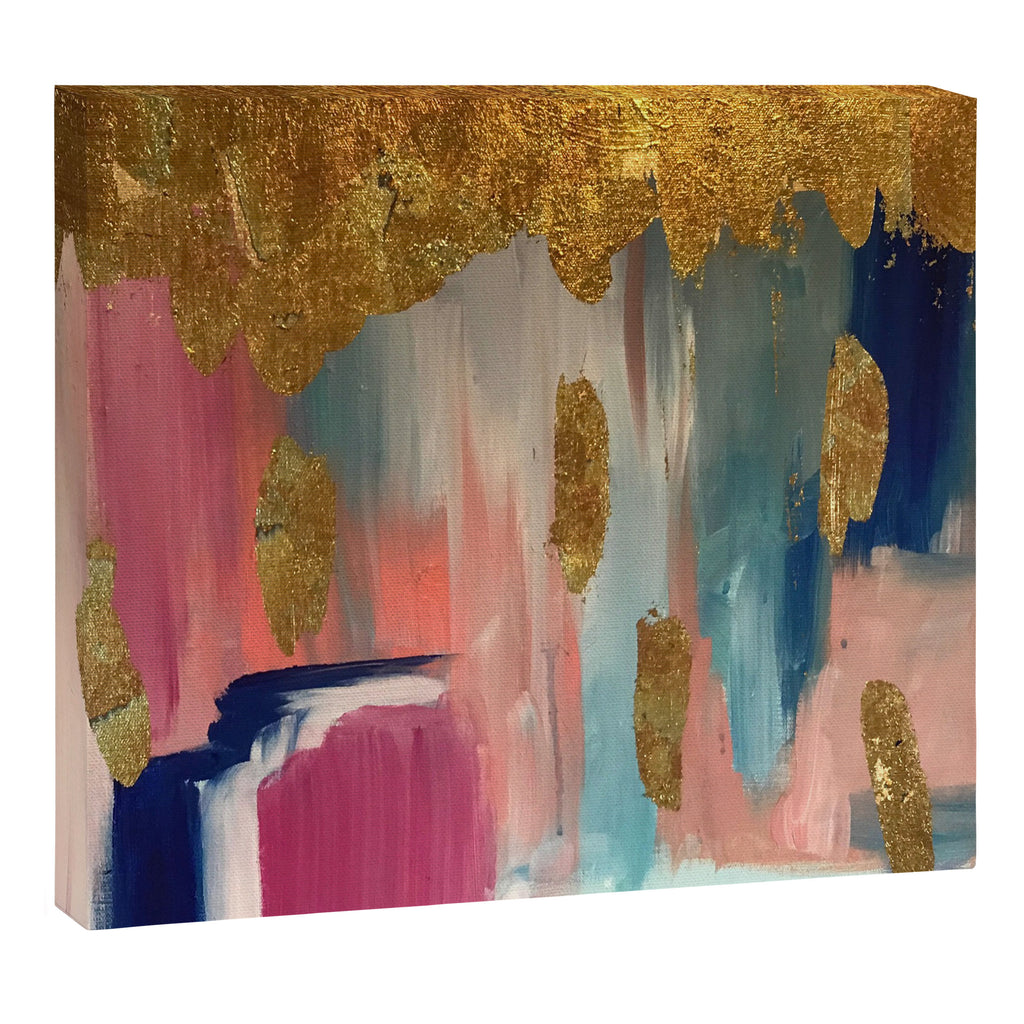 Gold Leaf & Indigo Blue Abstract Canvas Print Gallery Image 12