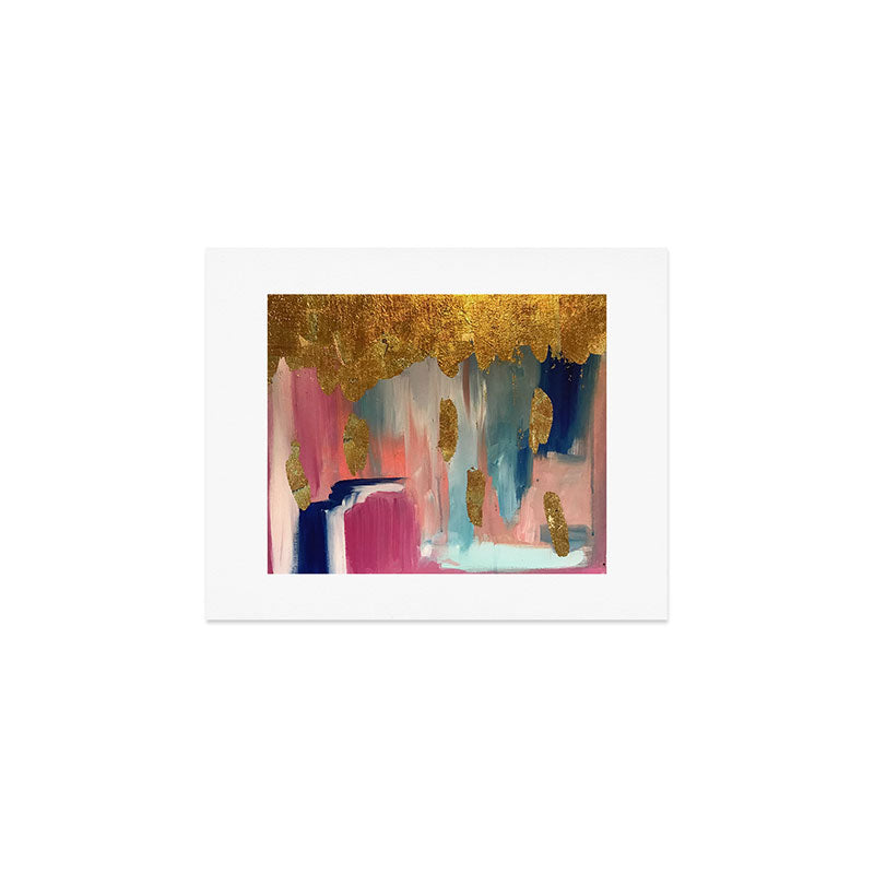 Gold Leaf & Indigo Blue Abstract Art Print Gallery Image 1