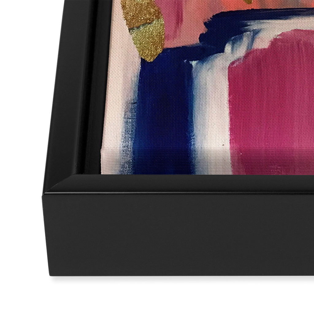 Gold Leaf & Indigo Blue Abstract Framed Canvas Print Gallery Image 3
