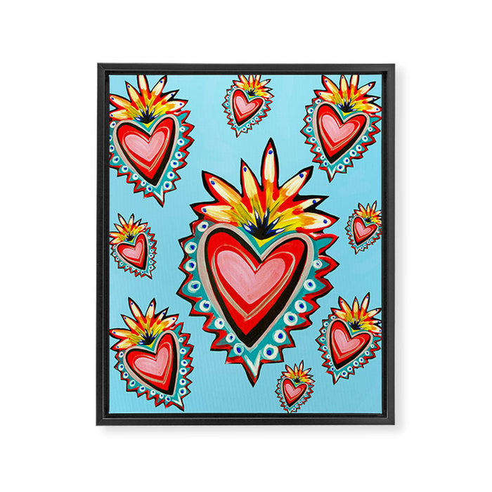 Hearts in Blue  Framed Canvas Print Gallery Image 1