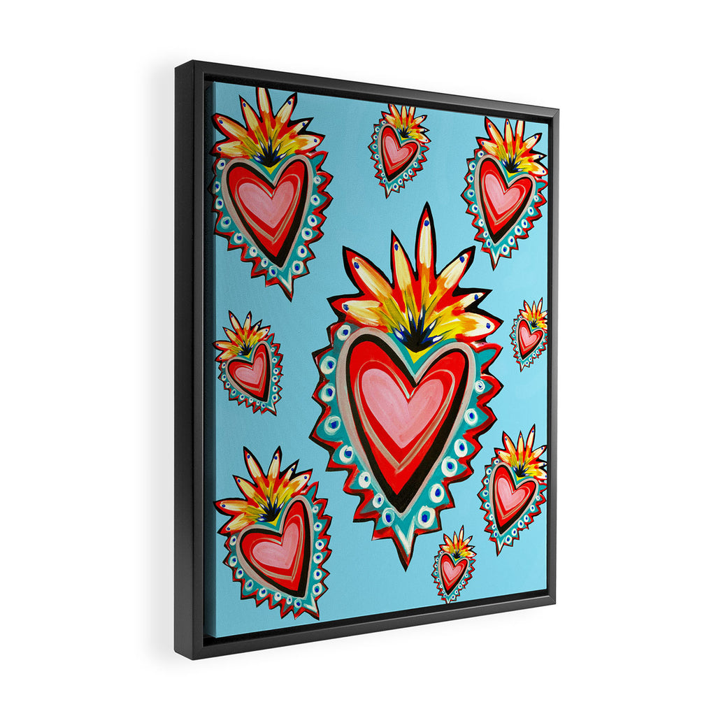 Hearts in Blue  Framed Canvas Print Gallery Image 2
