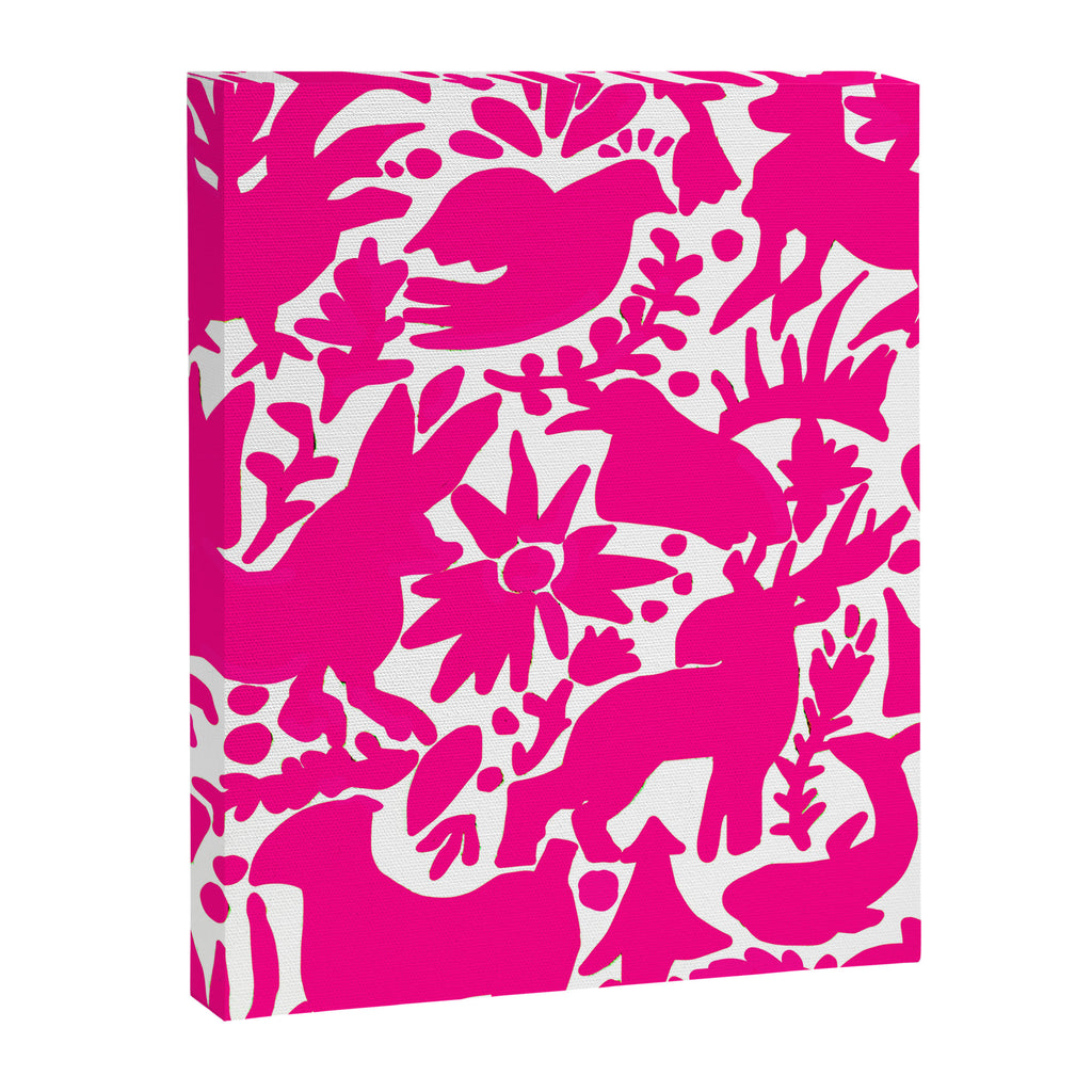 Hot Pink Otomi Bright Pattern Canvas Print Gallery Image 8