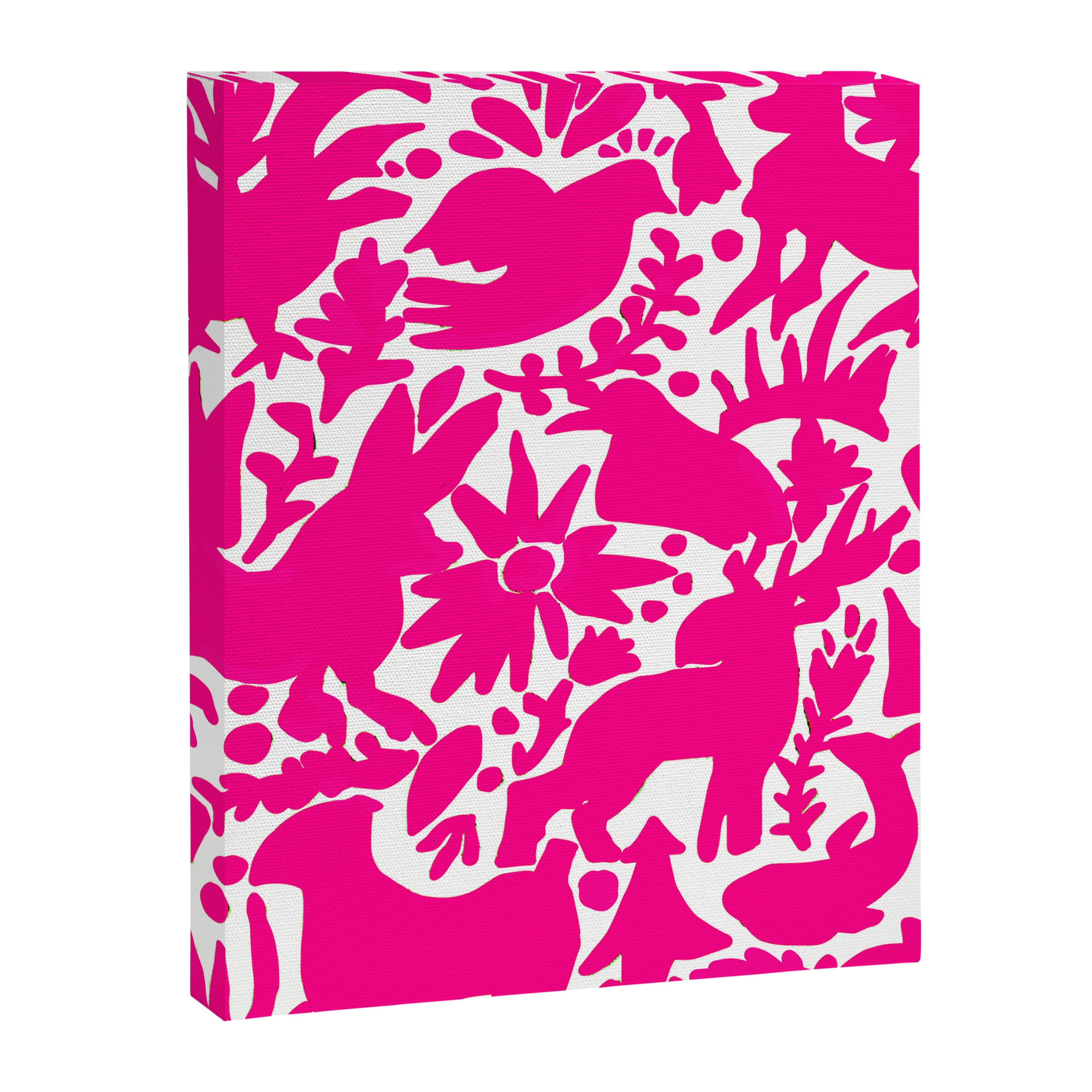 Hot Pink Otomi Bright Pattern Canvas Print Gallery Image 8