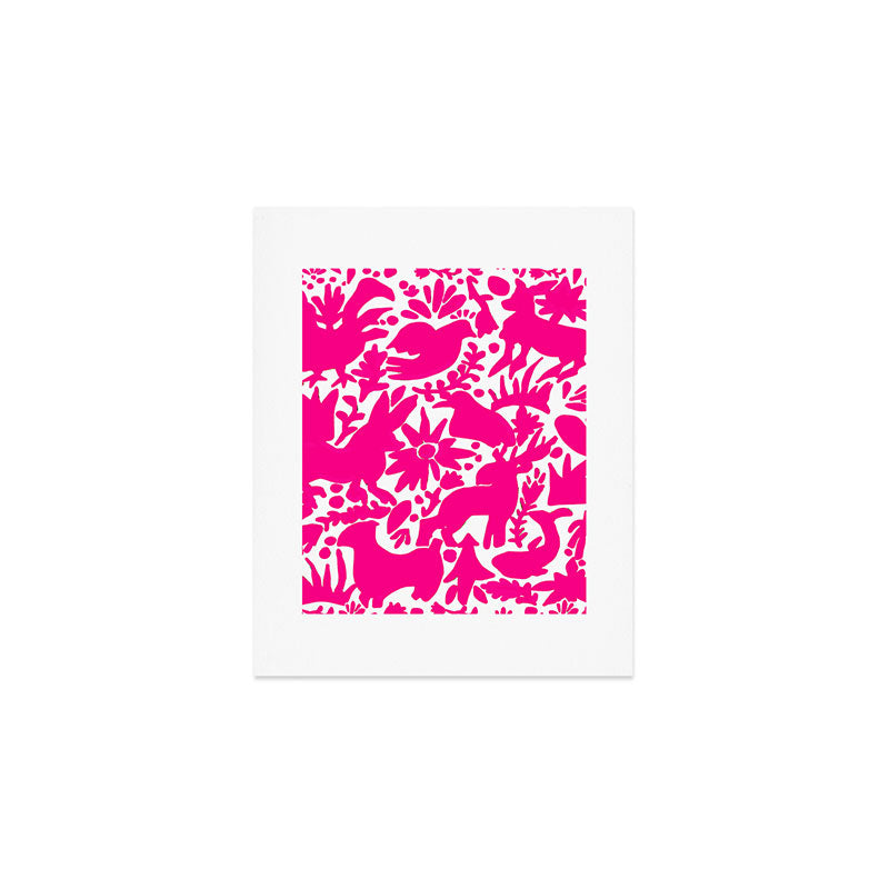 Hot Pink Otomi Bright Pattern Art Print Gallery Image 1