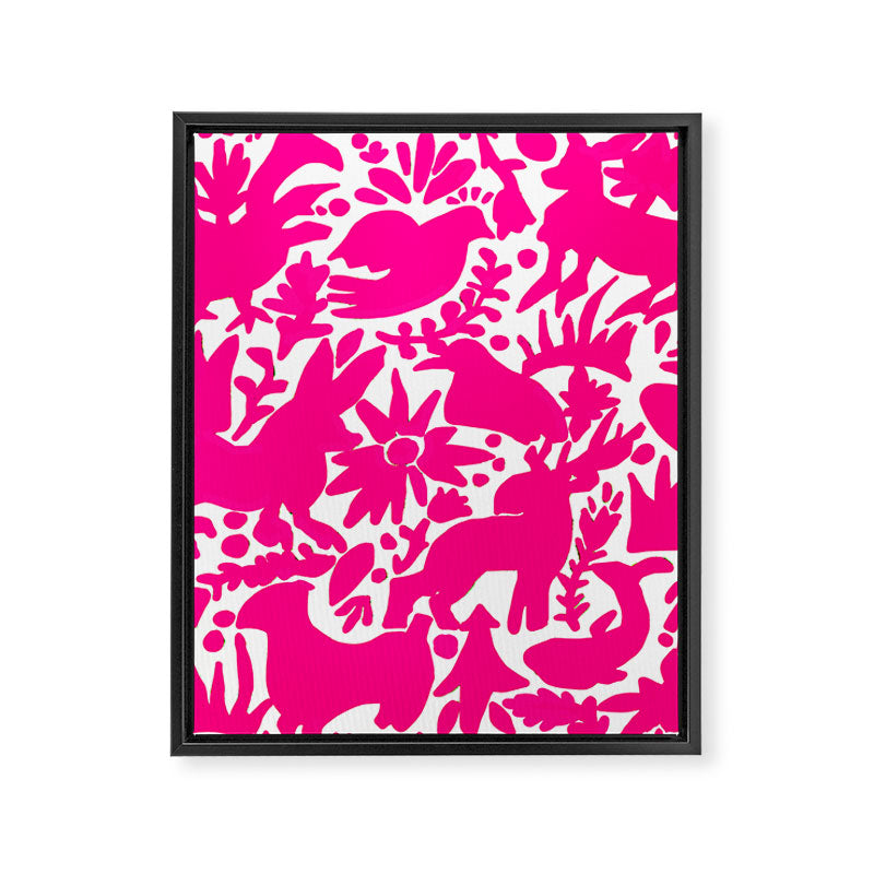 Hot Pink Otomi Bright Pattern Framed Canvas Print Gallery Image 8