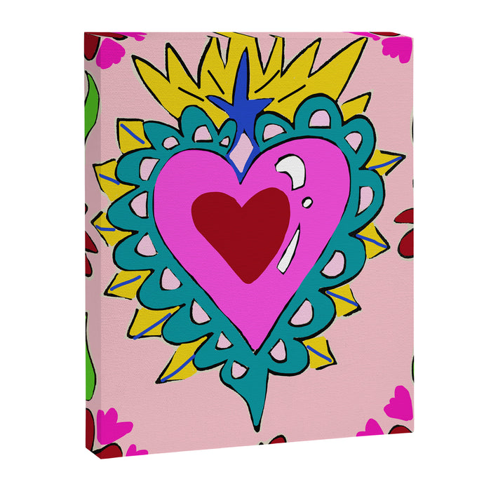 Hot Pink Sacred Hearts Canvas Print Gallery Image 1