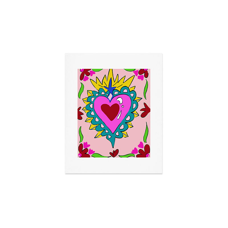 Hot Pink Sacred Hearts Art Print Gallery Image 1