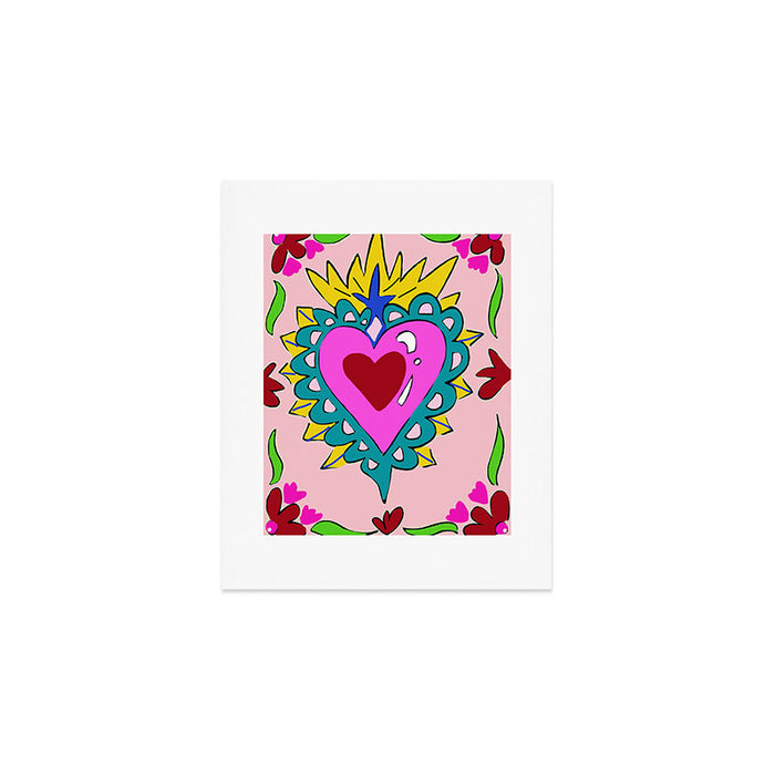 Hot Pink Sacred Hearts Art Print Gallery Image 1