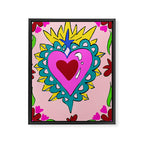 Hot Pink Sacred Hearts Framed Canvas Print Gallery Image 8