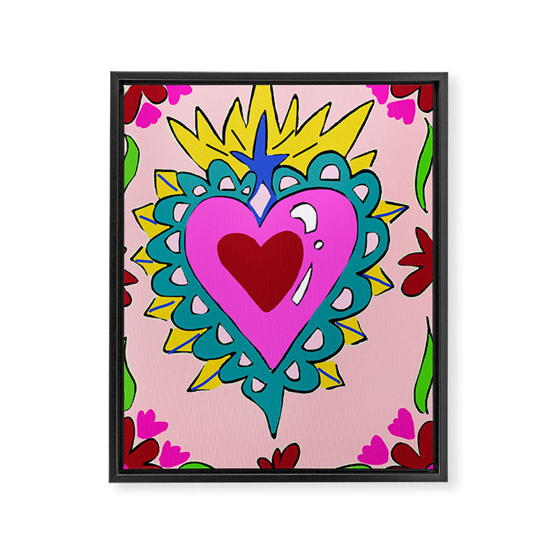 Hot Pink Sacred Hearts Framed Canvas Print Gallery Image 8