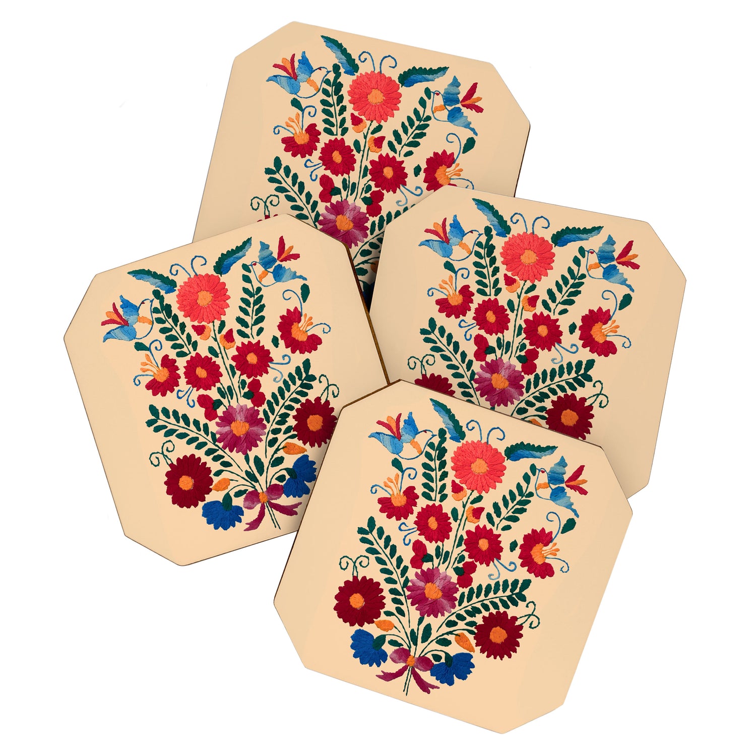 Mexican Bird Motif Cream  Coaster Gallery Image 1