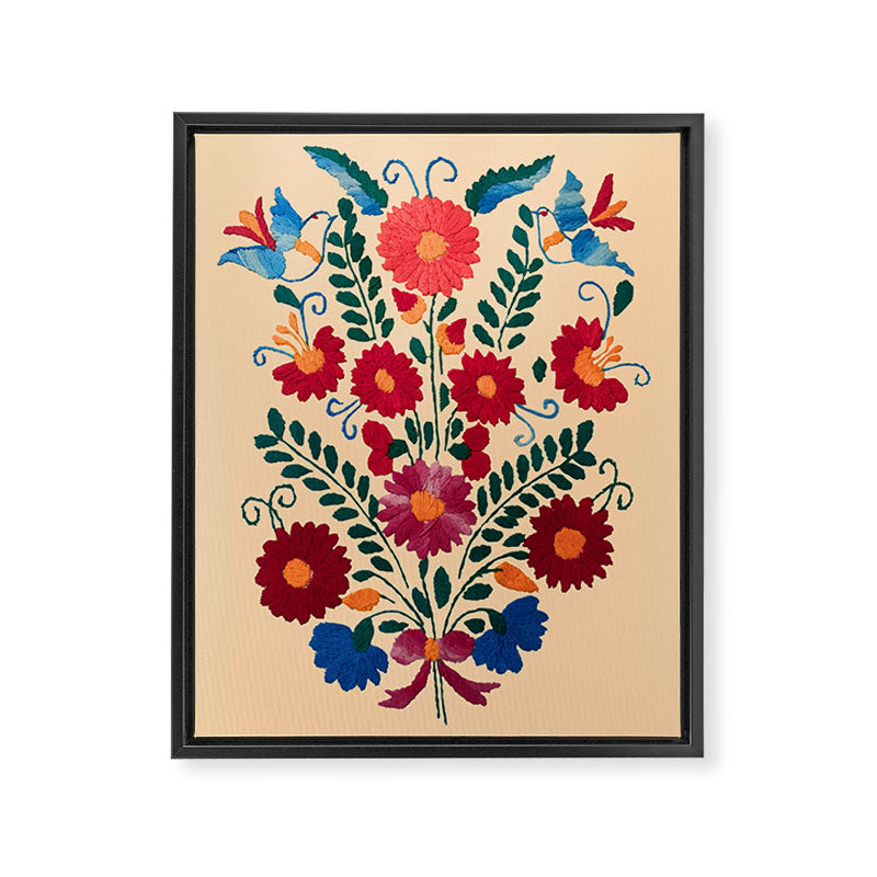 Mexican Bird Motif Cream  Framed Canvas Print Gallery Image 8