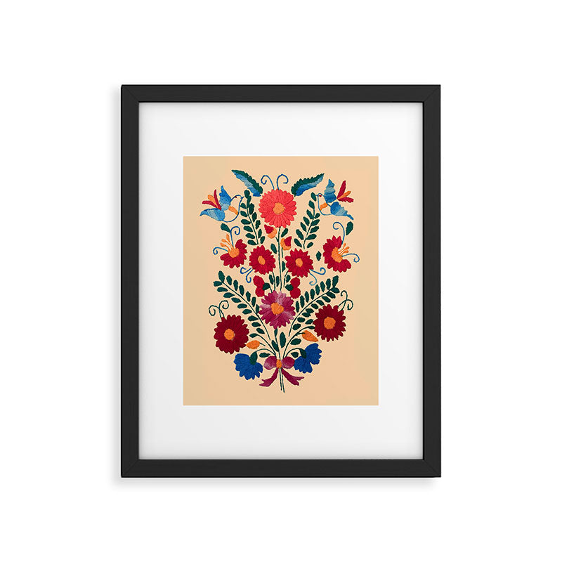 Mexican Bird Motif Cream  Framed Art Print Gallery Image 6