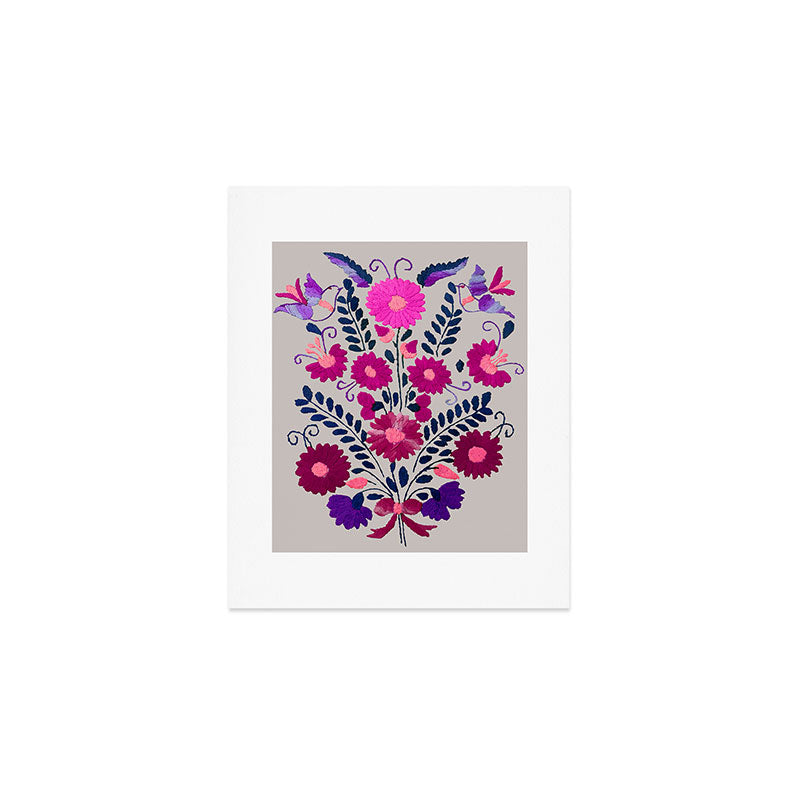 Mexican Bird Motif Gray Art Print Gallery Image 1