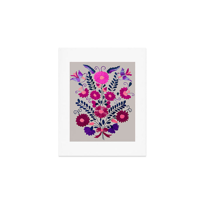 Mexican Bird Motif Gray Art Print Gallery Image 1