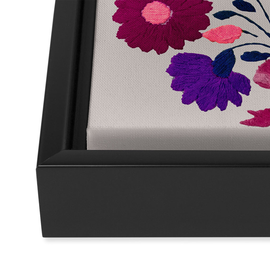 Mexican Bird Motif Gray Framed Canvas Print Gallery Image 3