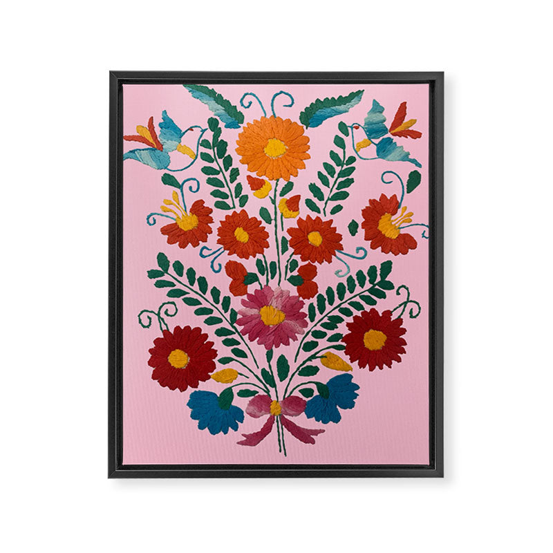 Mexican Blue Birds in Pink Framed Canvas Print Gallery Image 8
