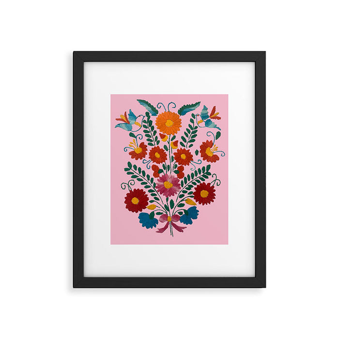 Mexican Blue Birds in Pink Framed Art Print Gallery Image 1