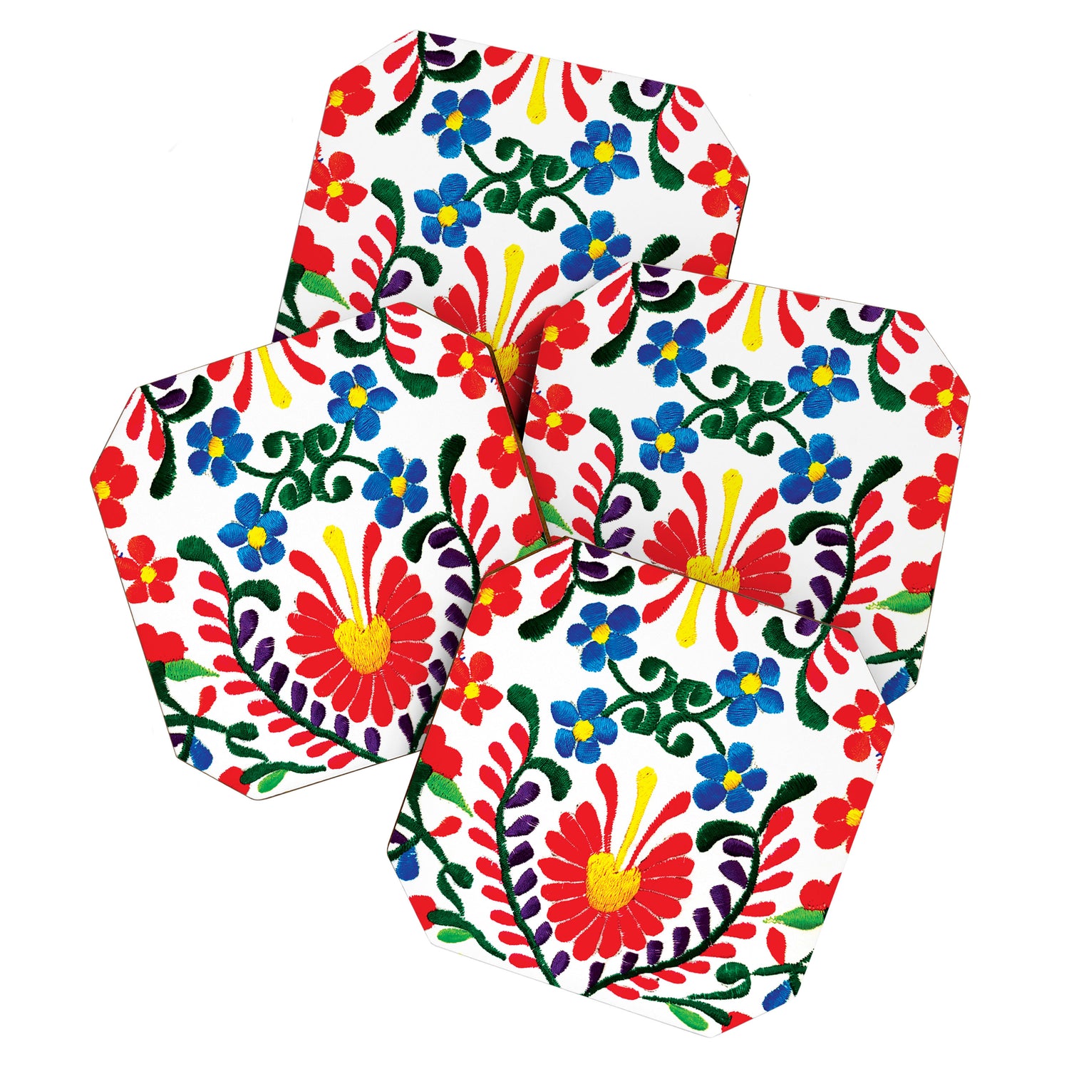 Mexican Red Fiesta of Flowers  Coaster Gallery Image 1