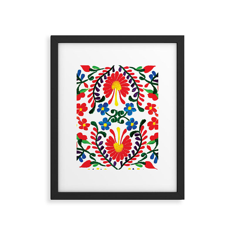 Mexican Red Fiesta of Flowers  Framed Art Print Gallery Image 5