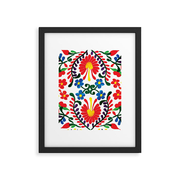 Mexican Red Fiesta of Flowers  Framed Art Print Gallery Image 1