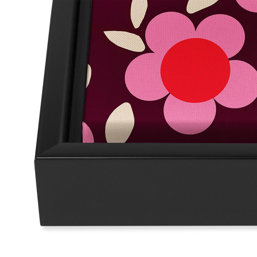 Pink and Maroon Flowers Pop Framed Canvas Print Gallery Image 3