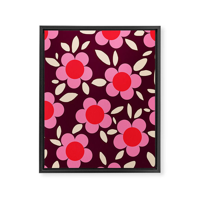 Pink and Maroon Flowers Pop Framed Canvas Print Gallery Image 1
