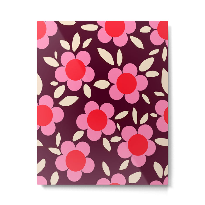 Pink and Maroon Flowers Pop Metal Print Gallery Image 1