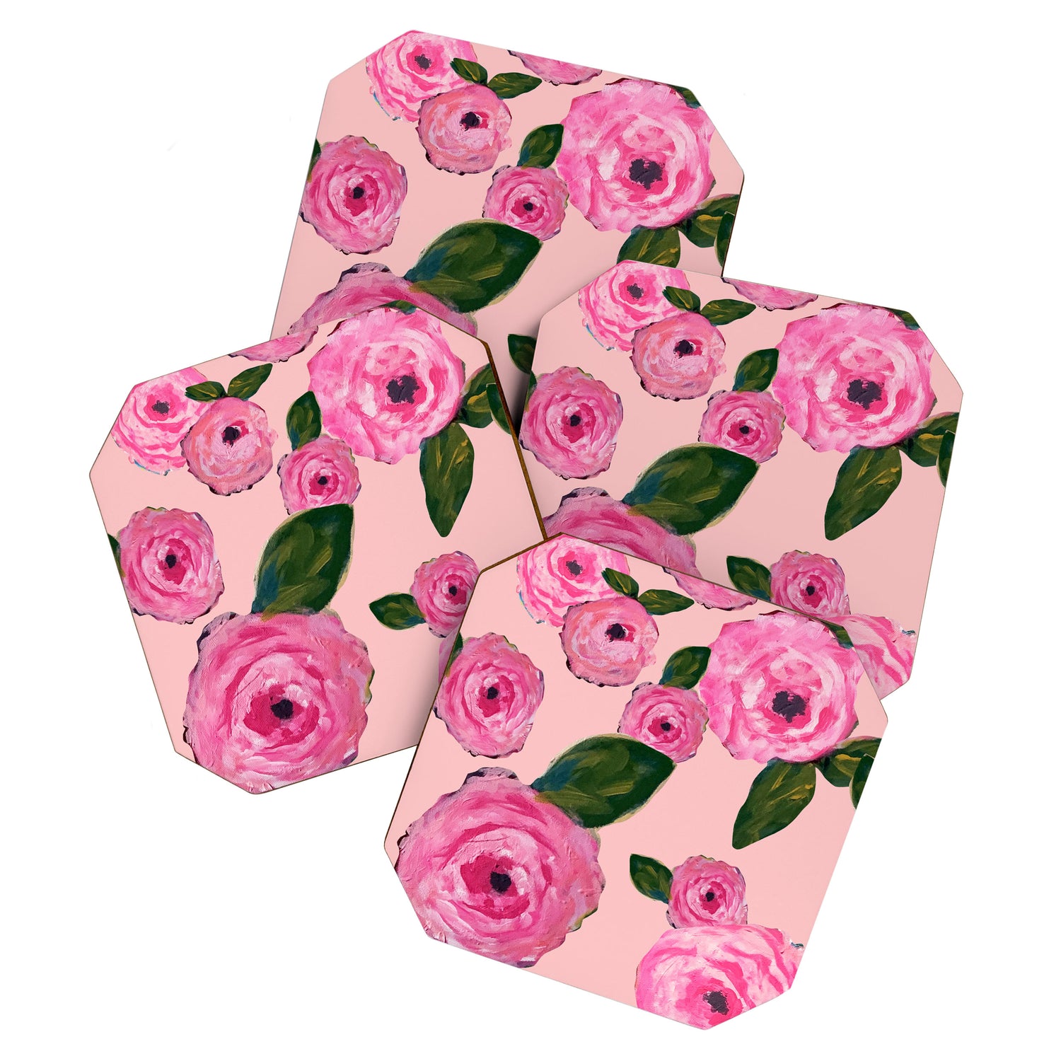Pink Peonies on Blush Coaster Gallery Image 1