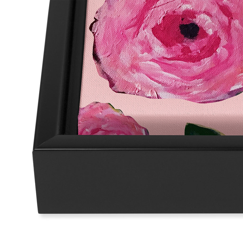 Pink Peonies on Blush Framed Canvas Print Gallery Image 3