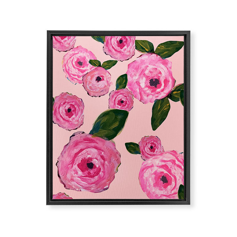 Pink Peonies on Blush Framed Canvas Print Gallery Image 8