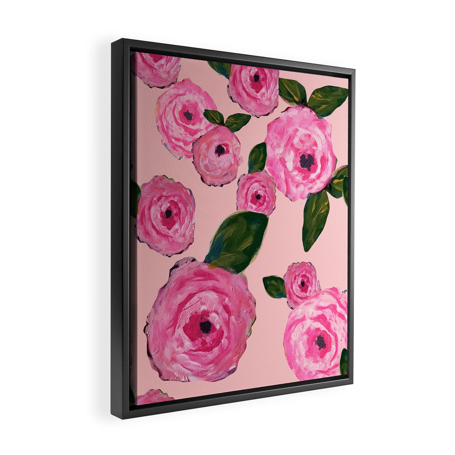 Pink Peonies on Blush Framed Canvas Print Gallery Image 2