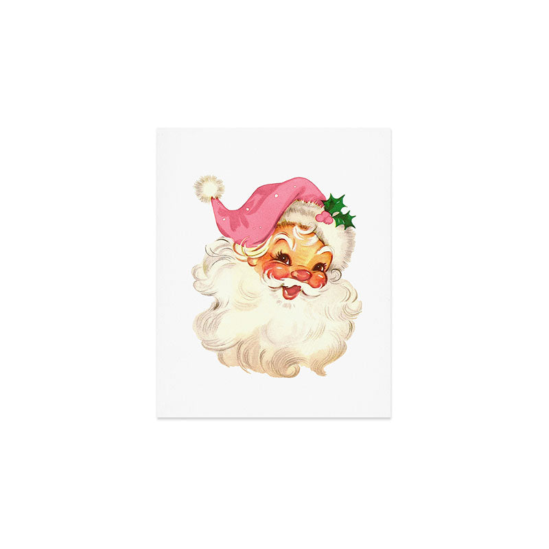 Retro Santa Vintage Pink Art Print Gallery Image 1