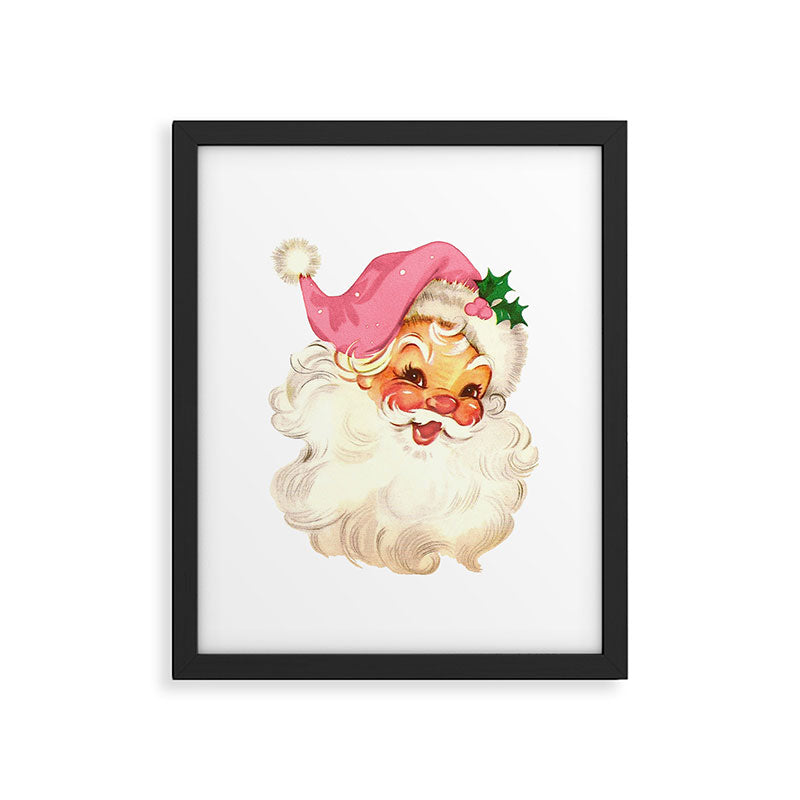 Retro Santa Vintage Pink Framed Art Print Gallery Image 5