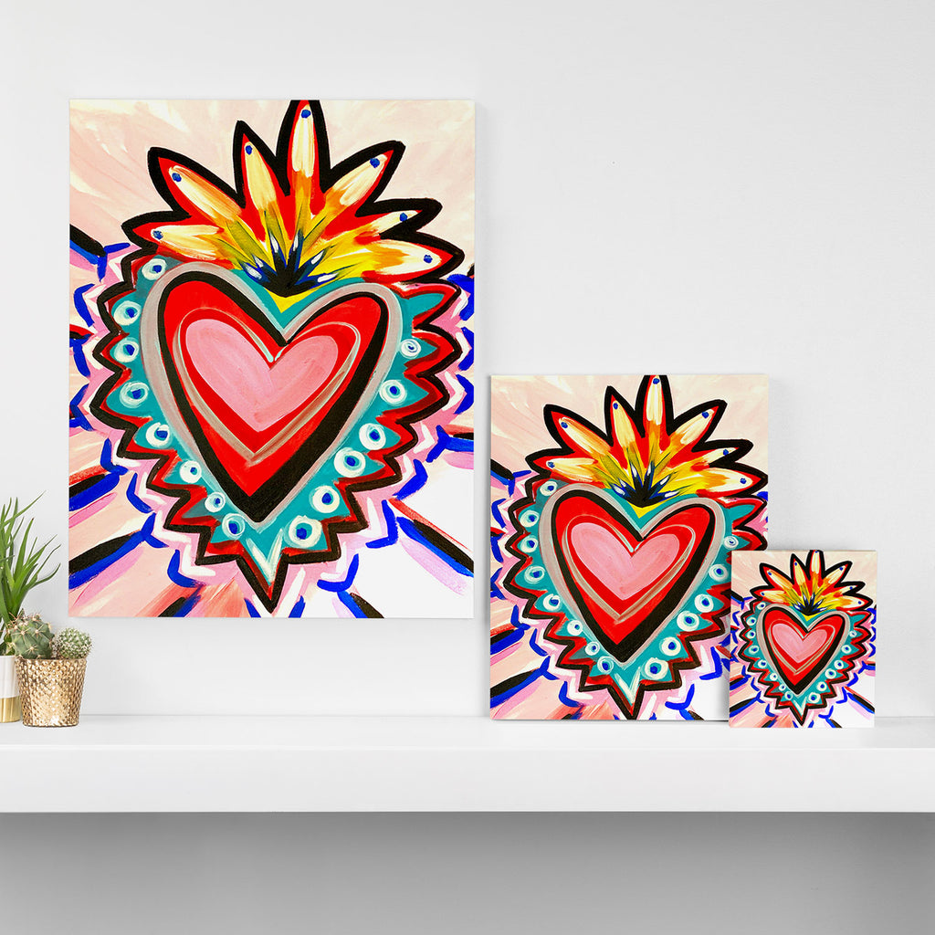 Sacred Heart Pink Canvas Print Gallery Image 3
