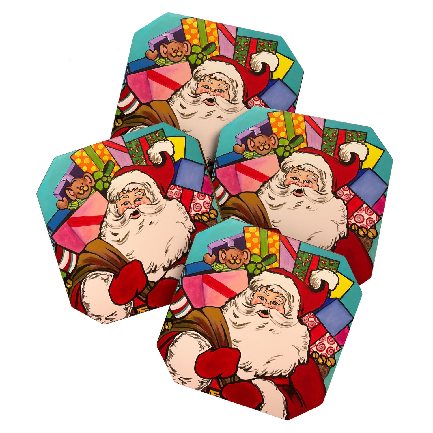 SANTA CLAUS WITH BOXES OF PRESENTS Coaster Gallery Image 1
