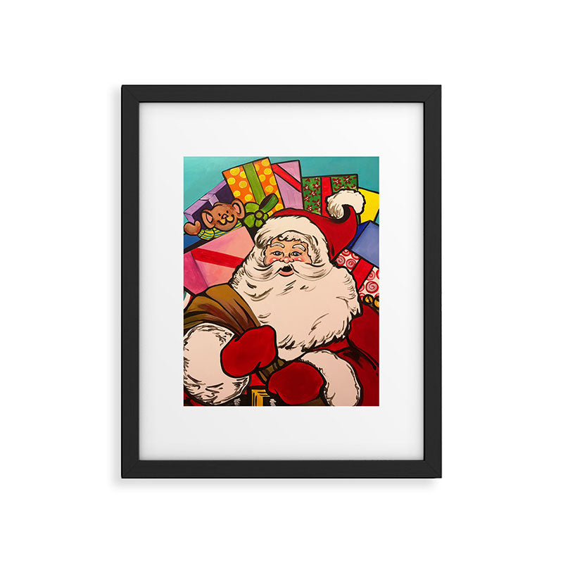 SANTA CLAUS WITH BOXES OF PRESENTS Framed Art Print Gallery Image 6