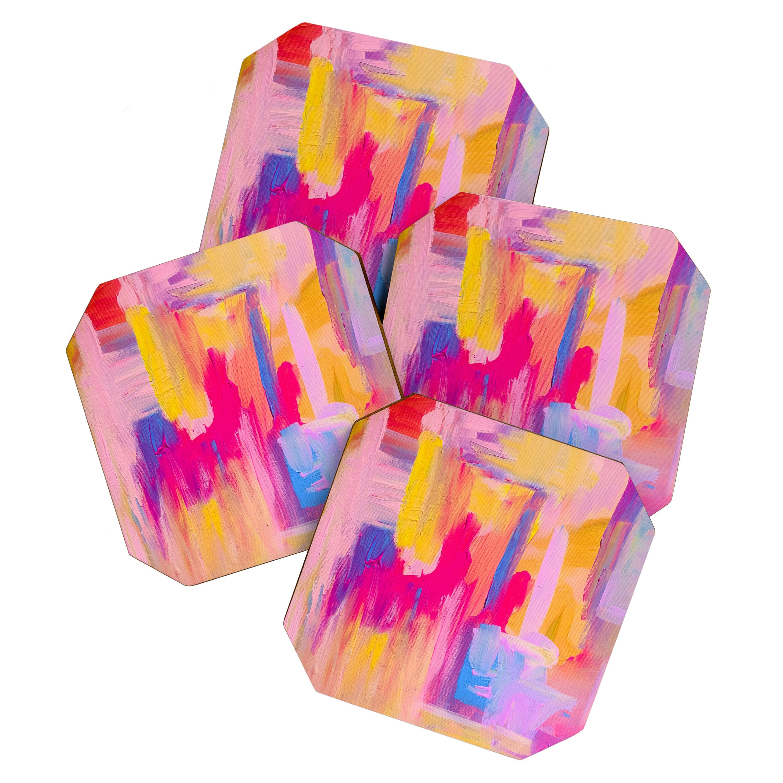Summer Pink Pastel Abstract  Coaster Gallery Image 1