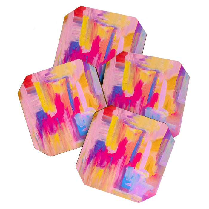 Summer Pink Pastel Abstract  Coaster Gallery Image 1