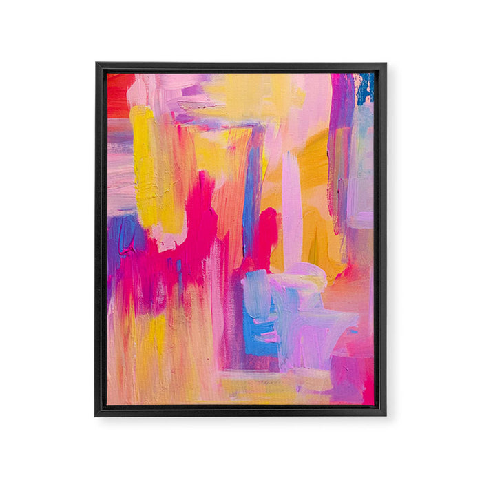 Summer Pink Pastel Abstract  Framed Canvas Print Gallery Image 1
