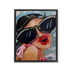 Summertime Girl with Big Black Glasses  Framed Canvas Print Gallery Image 6