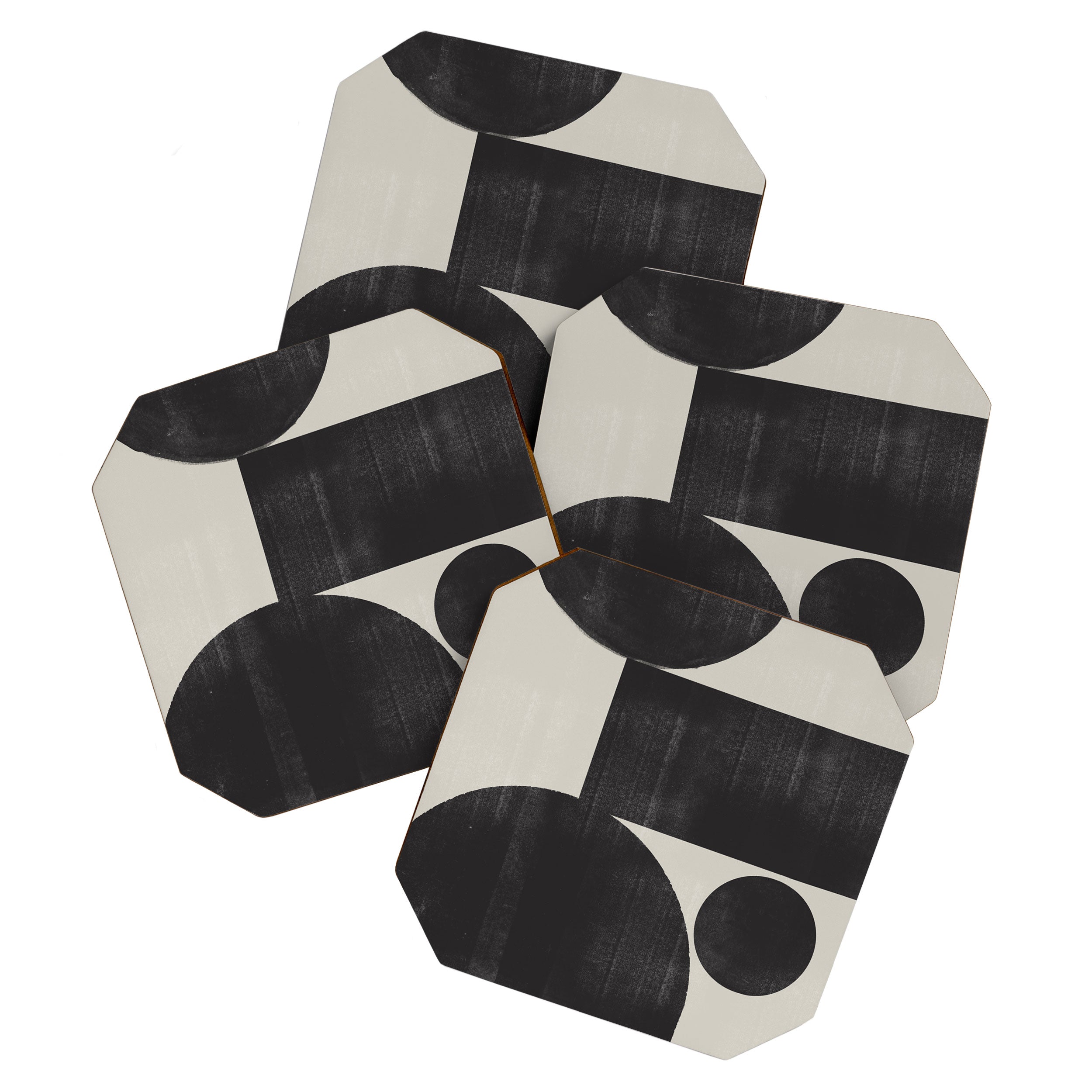 Abstract Black and Beige Geometric No. 1 Coaster Gallery Image 1