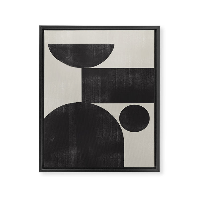 Abstract Black and Beige Geometric No. 1 Framed Canvas Print Gallery Image 1